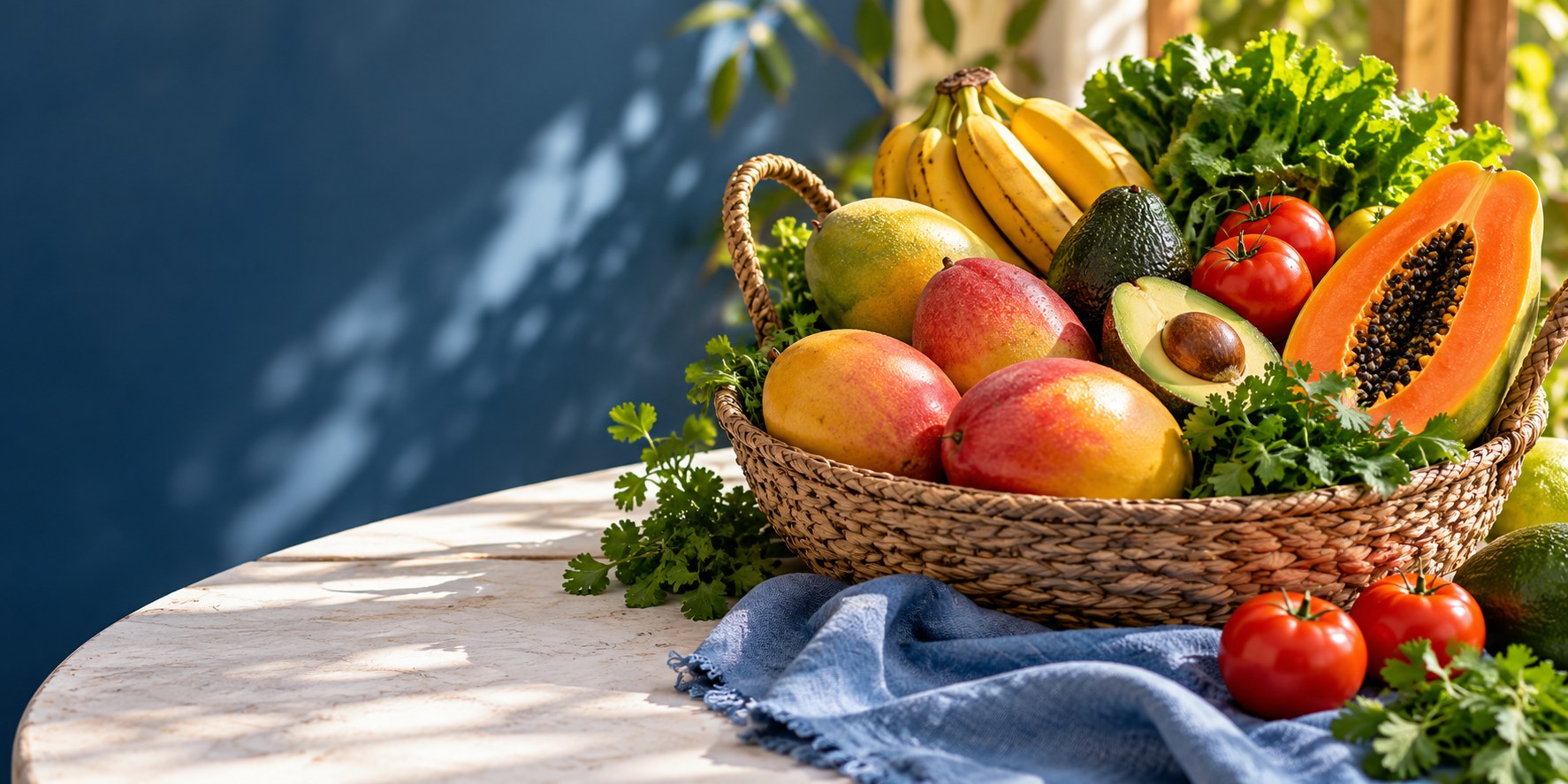 Frutas frescas y verduras para compartir en casa
